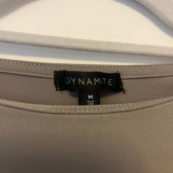 Dynamite Form-Fitted Long Sleeve Cropped Top - Taupe | Size M - Picture 4 of 7